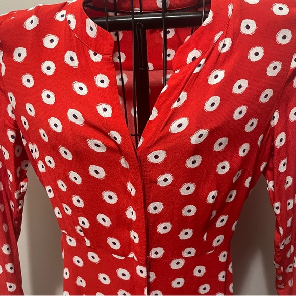 Boden Jessica Red Poppy Spot A-Line Cottagecore Dress with Tie Sash Size 6 - Picture 3 of 9